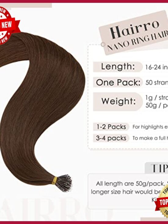 24 Inch Human Hair Extensions Nano Bead Pre Bonded 50g Pack main image 5
